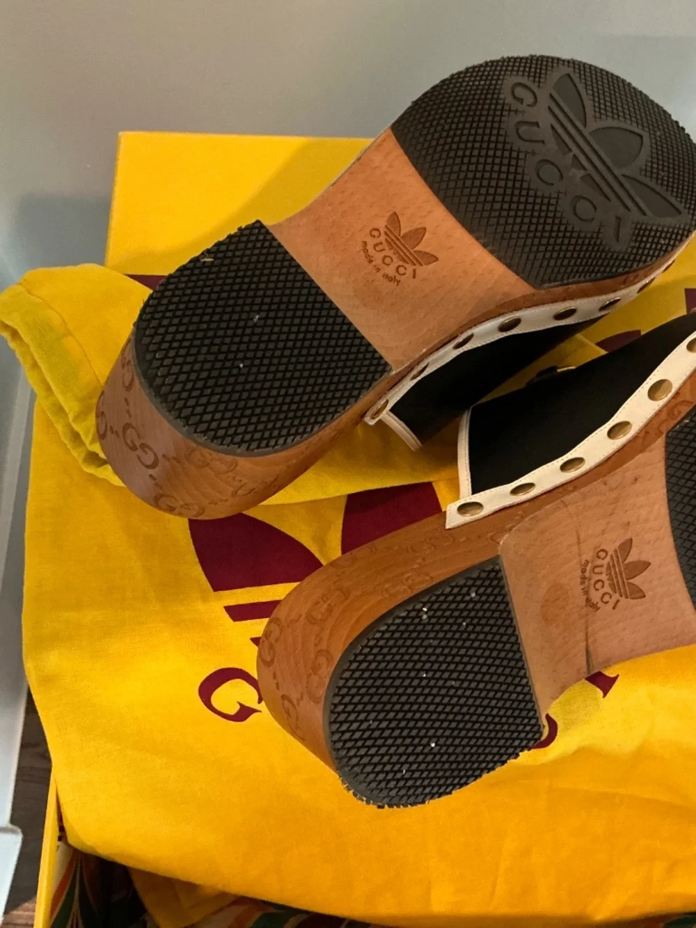 Gucci x Adidas Black Logo Horsebit Clog Mule Sandals men’s 8.5